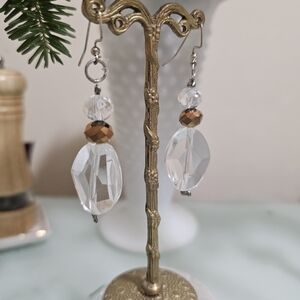 Elegant Crystal and Bronze Earrings